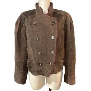 Vintage Germany Genuine Leather Women's Jacket size 46 EU/14 US Puff Shoulder
